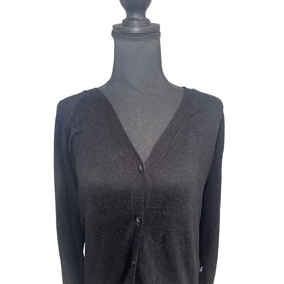 Gap Linen Blend Lightweight Button Down Cardigan Sweater Black City Classic - Picture 3 of 11